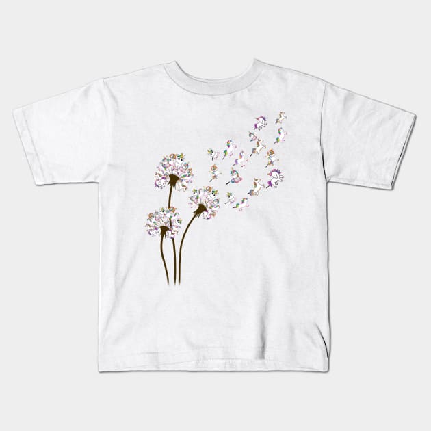 Unicorn Dandelion Kids T-Shirt by Schoenberger Willard